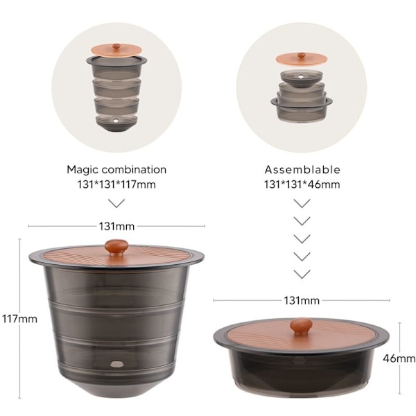 Kaffeopbevaringsboks Aftagelig og Praktisk Kaffe Kapselholder Mini Kaffeholder Opbevaringsboks