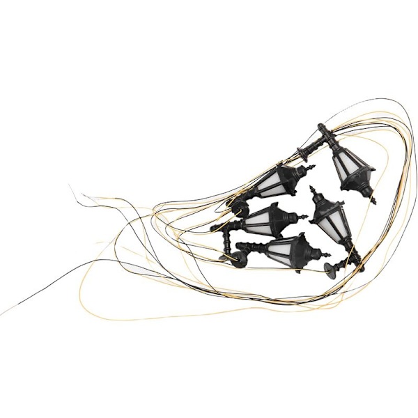 5 stk jernbane LED gatelys lamper vegglampetter modell 4,3 cm høy 3V modell hagelamper miniatyrlandskap
