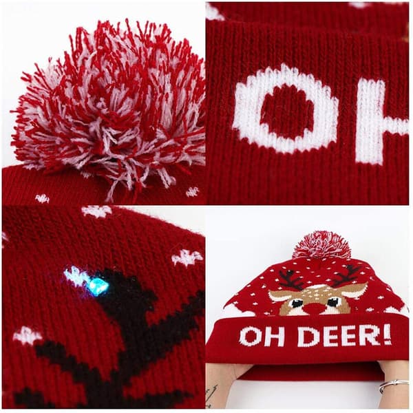 LED Lysende Strikket Grim Juleferie Sweater Julehat