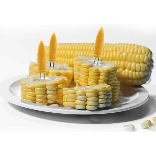 30 stk rustfrie stålholdere for Pi de Mas Mas på COB-spyd Grillspyd for hjemmekjøkken og grill, 8,7 cm, gul