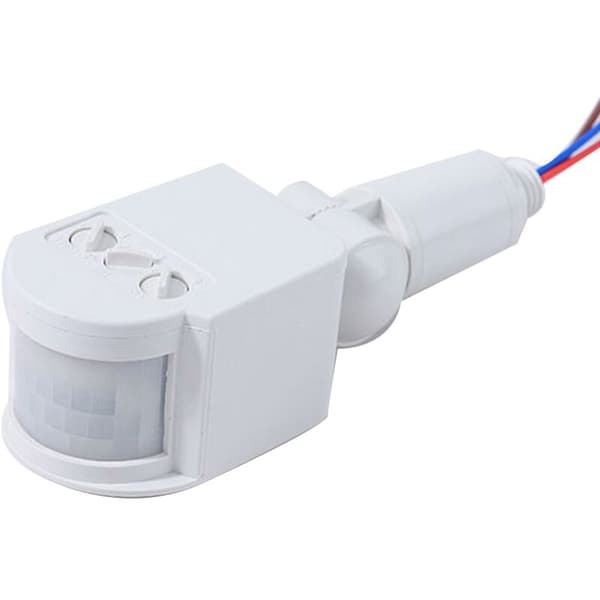 LED Rörelsesensor 220V Automatisk PIR Infraröd Rörelsesensor Vägg Timer Utomhus 12V Sensor Ljusströmbrytare, Vit