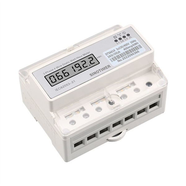 DIN-skena 3-fas 4-ledare Elmätare Digital Wattmätare Elförbrukning KWH 100A Watt Strömmätare