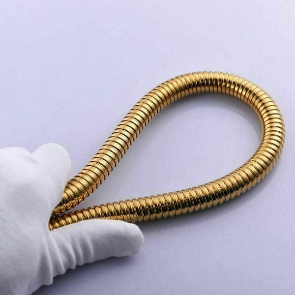 Fleksibel guld rustfrit stål, anti-twist bruseslange, 2 meter (78 tommer) lang, udstyret med massive messingbeslag.