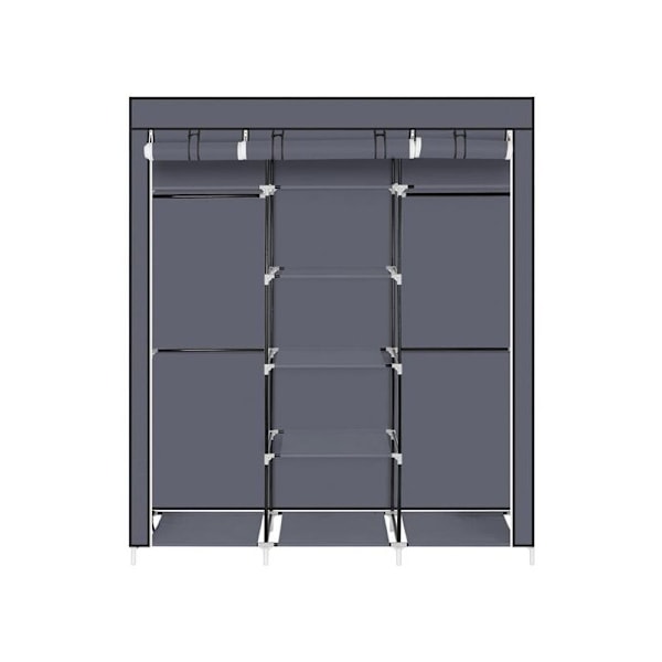 69\" Bærbar Tøjskab Ikke-vævet stof Dobbeltstang Garderobe Opbevaringsarrangør Grå - Modular RWDressing