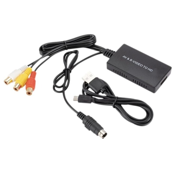 S-Video till HDMI-omvandlare S-Video och 3RCA CVBS Komposit till Audio Video-omvandlare Stöd 1080P 720P