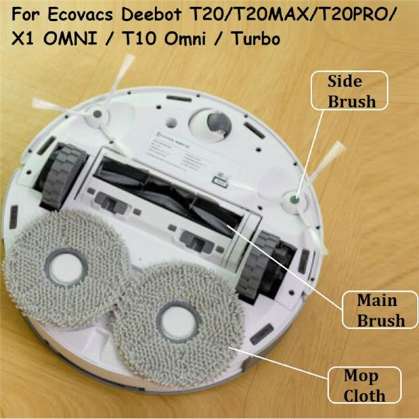 16 deler tilbehørsett for T20/T20MAX/T20PRO/X1 OMNI/T10 Omni/Turbo robotstøvsuger