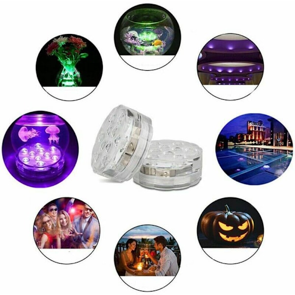 4 stk USB Genopladelige LED Lys LED Vandfaste med fjernbetjening LED Farve Dekorative Vandfaste Natlys Akvarielys LED Lampe Over Gro