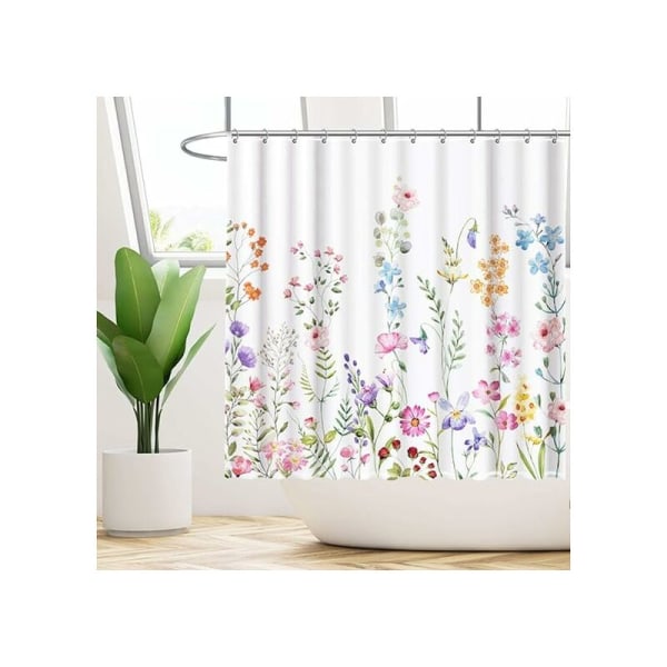 Akvarellblommor och blomväxter Set med krokar, badrumsbadkarsdekor, lättskött, maskintvättbar, slitstarkt polyestertyg 72