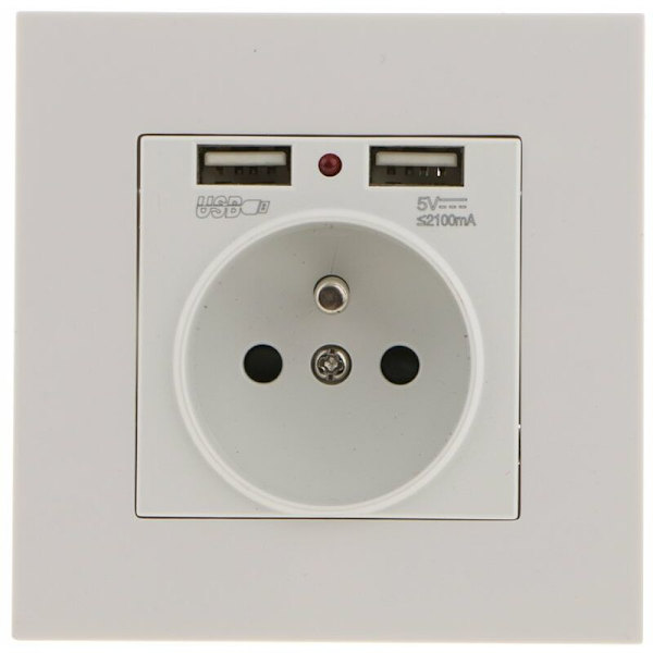 Seinän pistorasia, seinän sähköpistorasia, jossa on kaksois-USB 5V/2100mA, upotettu pistorasia, jossa on 2 USB-porttia, käytännöllinen ja kätevä
