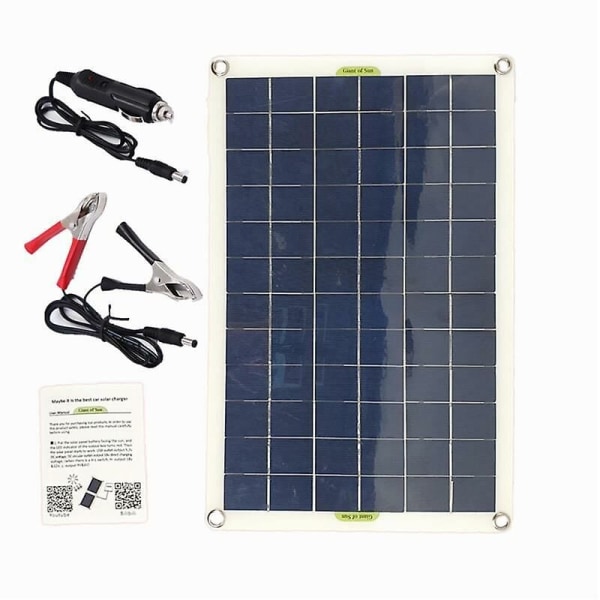 50W solcellepanel med USB-utgang, polykrystallinske solceller for 12V/24V batterilader