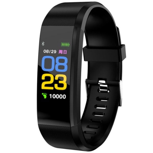 Smart Armband Färgskärm Smart Armband Puls Blodtrycksövervakning träningspåminnelse (svart)