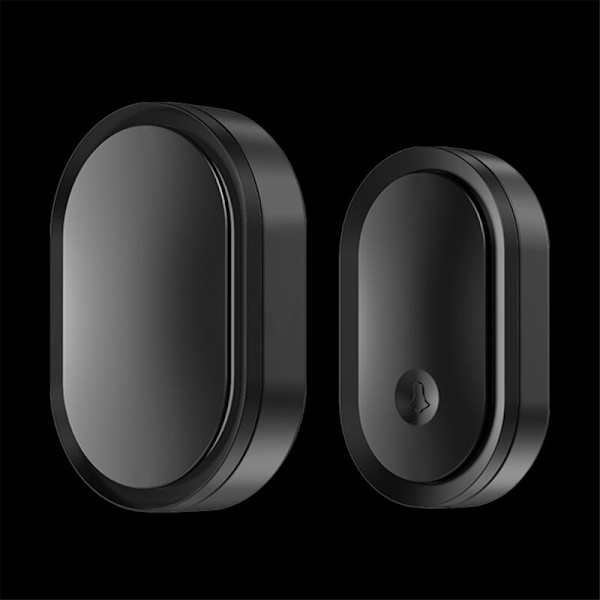 300M Dørklokke Trådløs Vandafvisende Batteridrevet Smart Home Klokkesæt Sort