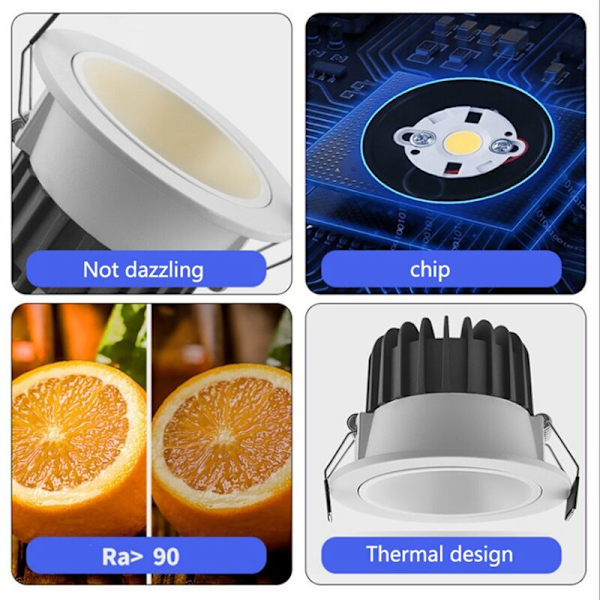 12W LED Indbygget Downlight 6500K Loftspot Moderne Vandtæt Indbygget Lys til Køkken Stue Badeværelse
