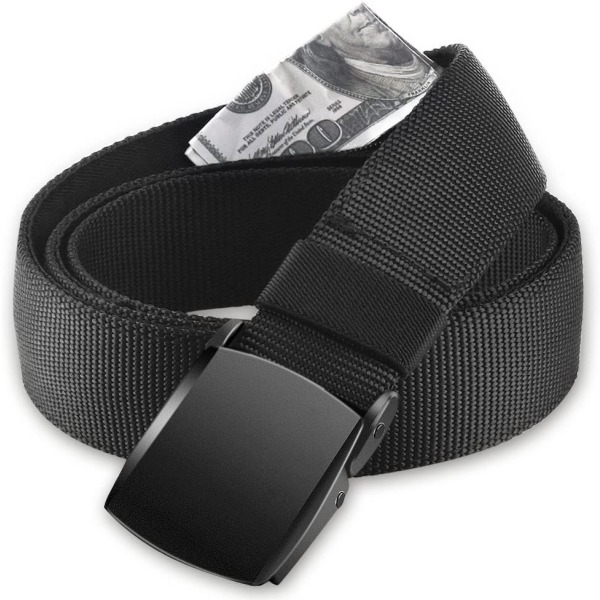 2kpl matkavyölaukku, varkaudenesto lompakko salaisella taskulla, suljin ja metallisolki, joka on ihanteellinen parempaan turvallisuuteen matkoilla/työskentelyssä - musta