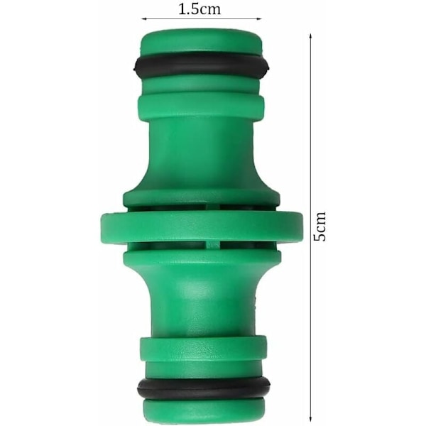 6 stk Dobbeltrørskobling, Dobbel Hannslangekobling Plast Slangebeslag for å Koble Hage Slanger Rør (Grønn)