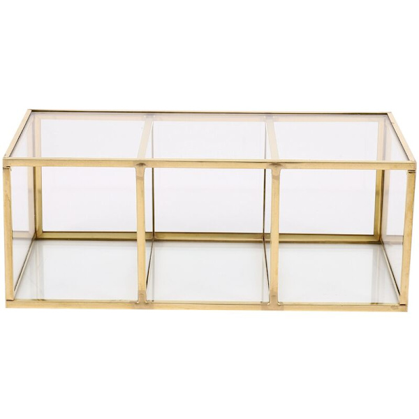 Nordisk Guld Rutnät Glas Flip Förvaringslåda Lyxig Modern Kosmetika Förvaringsbehållare Behållare -Landskap Blomma Rum B