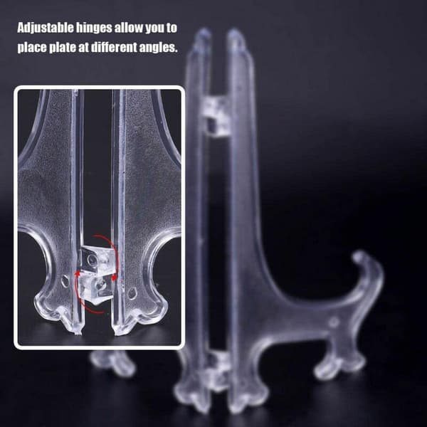 Sett med 12 plastplate-stativer - Sammenleggbare utstillingsstativer for å vise samleobjekter, boller, bøker, DVDer osv.