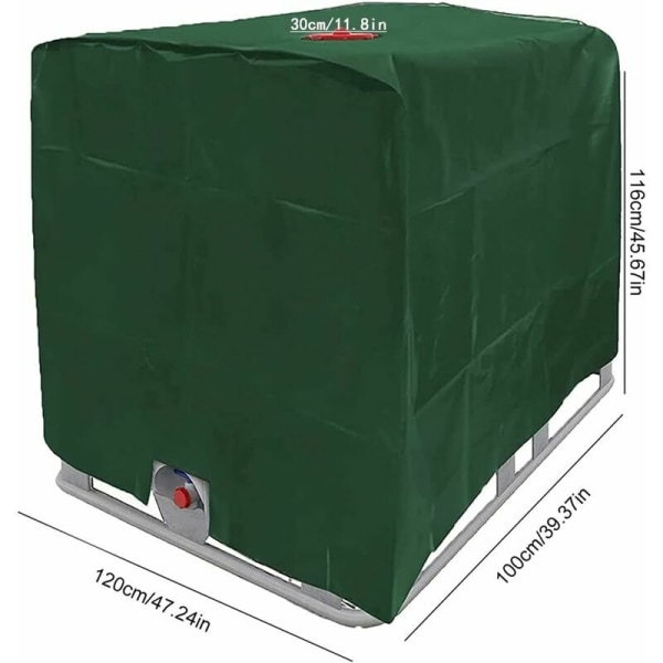 Vandtankdæksel, IBC-tankdæksel til 1000L tank, vandtankbeholderbeskyttelsesdæksel, støvtæt, anti-UV, anti-regn, 120x100x116cm (grøn)，Starli