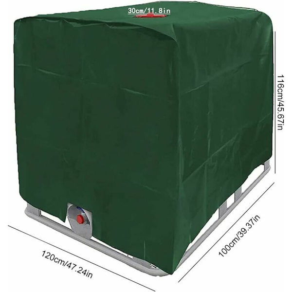 Vattentanksskydd, IBC-tanksskydd för 1000L tank, vattentankbehållareskydd, dammtät, anti-UV, anti-regn, 120x100x116cm (grön)，Starli