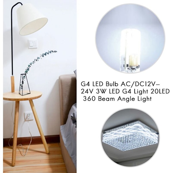 10 stk. G4 LED-pære AC/DC12V-24V 3W LED G4-lys 20LED 360 strålevinkel lys 2835SMD erstatter 30W halogenlampe, kølig hvid