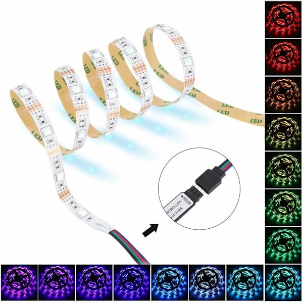 USB LED-list, 5050 RGB 12V DC, LED-band inomhus dekorativ LED-list för LED-TV-bakgrundsbelysning LED-TV RGB LED-list (5M 150LED)