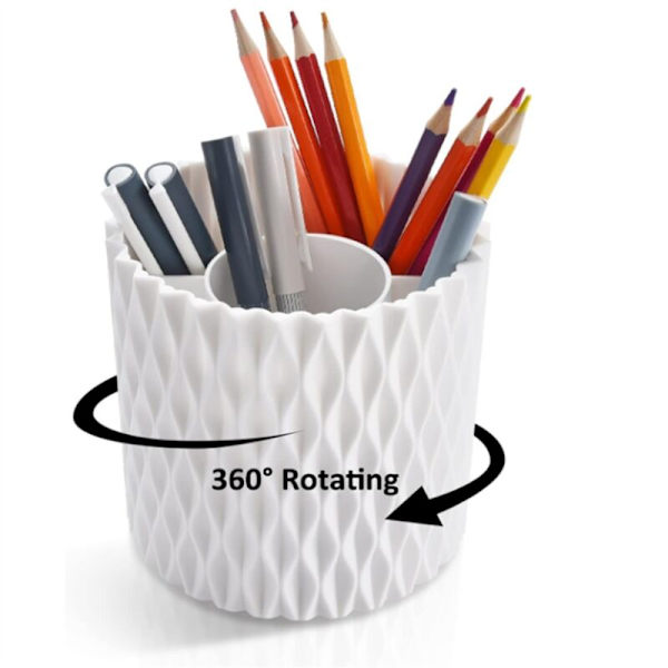 Penholder til skrivebord, 5 rum, 360 graders roterende blyantholder, makeupbørsteholder, multifunktionel penorganiserer