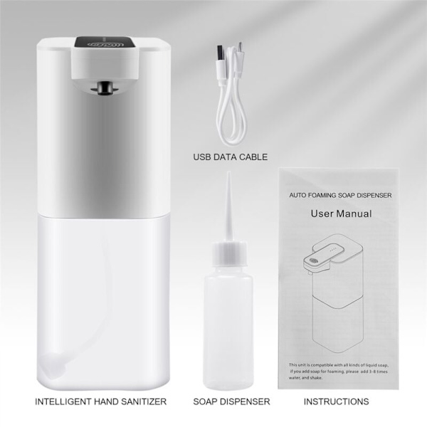 Automatisk skumdämpare med sensor, 400 ml, USB-laddningsbar skumdämpare, IPX4 vattentät, kontakt