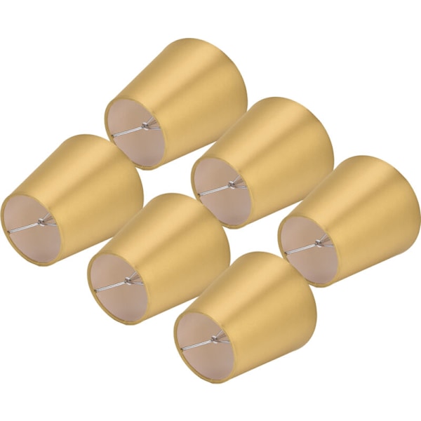 6 stk. E14 Lampskærme Stof Lampskærme Bordlampe Loftlampe Lampskærme til Soveværelse Stue Guld PX153