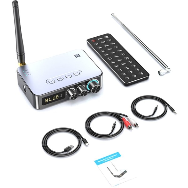 NFC Digital Display Bluetooth Adapter Bluetooth 5.1 Audio Receiver Singing FM Radio Transmitter 4 i 1 NFC Audio Adapter