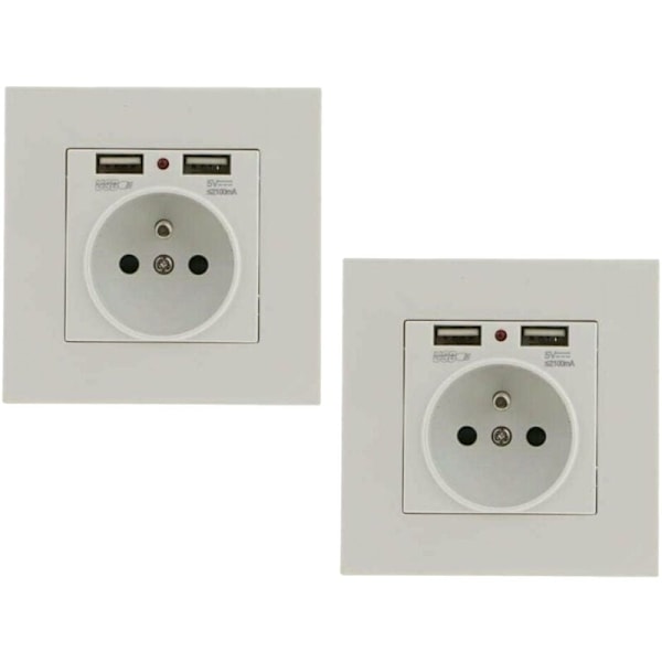 2 kpl seinäpistorasiaa, seinä sähköpistorasia kaksois-USB 5V/2100mA, upotettu pistorasia 2 USB-portilla Käytännöllinen ja kätevä