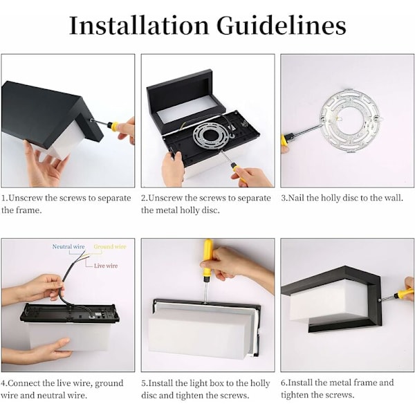 Ulkoseinävalot Verkkojohtolla, 18W LED Ulkovalot ip65 Vedenkestävä Alumiini Ulkoseinälamppu Verannalle, Etuoville, Autotallille, Aidalle, Puutarhalle
