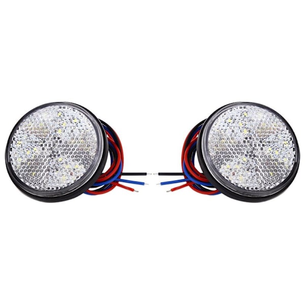 Vit 24 SMD Bil Rund Bakljus Blinkersljus Rund LED Reflektor Lastbil Sida Varningslampa