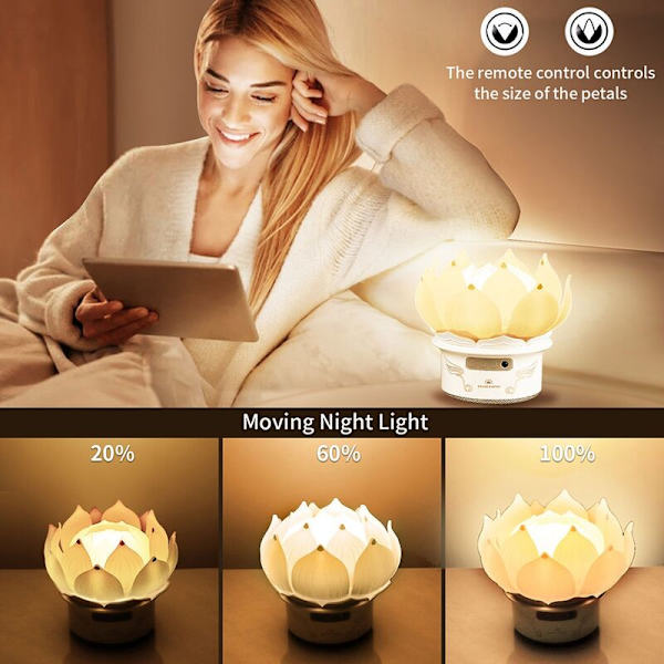 Lotusblomma Nattlampa USB-gränssnitt 7 Färger Bluetooth-högtalare Atmosfärslampa Sovrumsdekoration Nattlampa för Gåvor