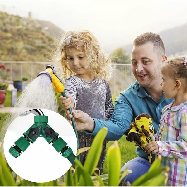 Hageslangekobling, vannslangeende, Y-slangedeler, vannslangekranadapter, Gardena-tilkobling med 2 ventiluttak for hagekran