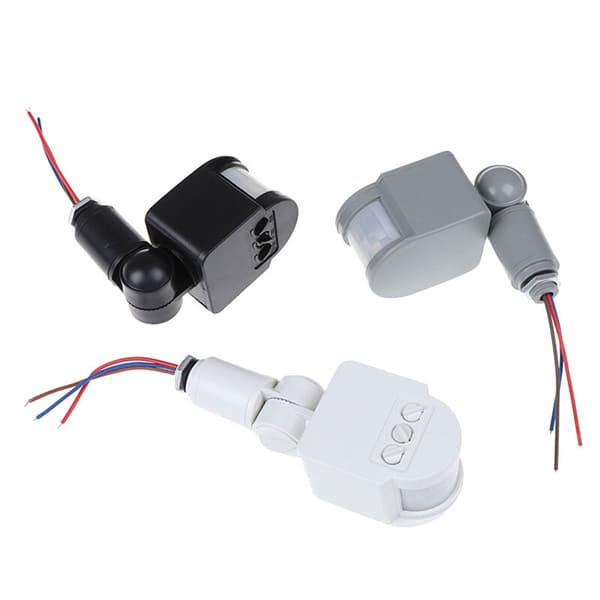 LED bevegelsessensor 220V Automatisk PIR Infrarød bevegelsessensor Veggtimer Utendørs 12V Sensor Lysbryter, Hvit
