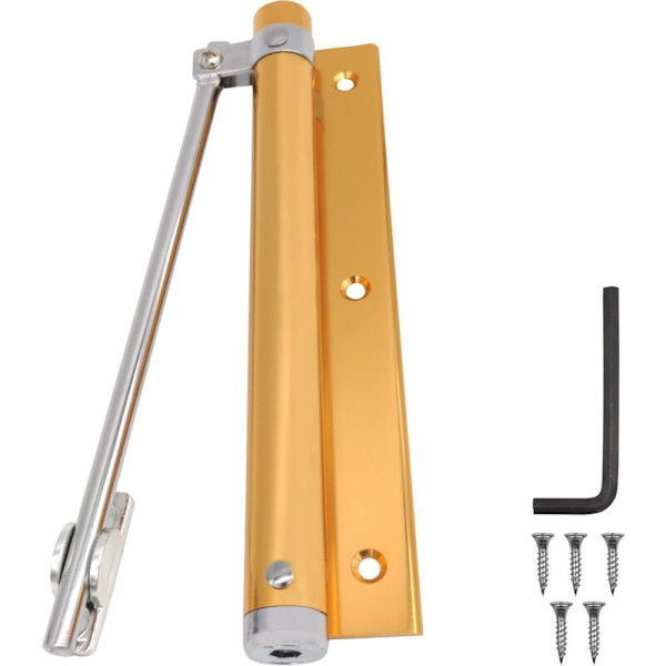 Automatisk dörrstängare i aluminiumlegering med fjäderbelastning, justerbar dörrstängare för ytan för lätta innerdörrar (eller queen size)
