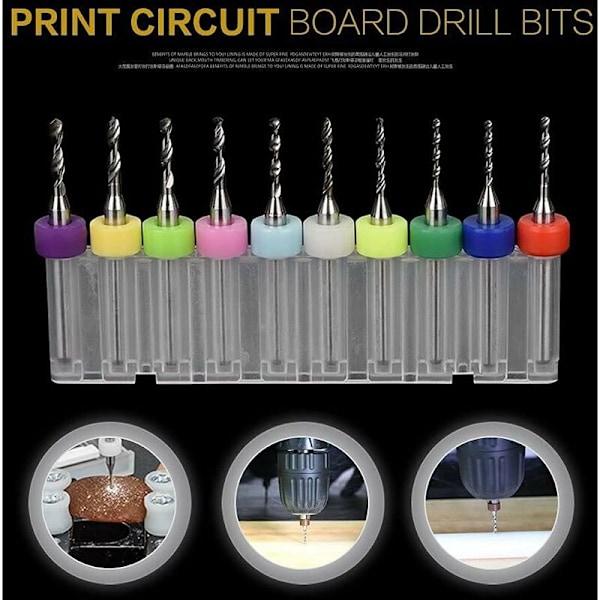 10 st 1,1-2,0 mm PCB-kretskort Wolframkarbid Mikroborr Bits Mini Twistborr Bits Set Gravyr Metallurgi för Smycken CNC Gravyr
