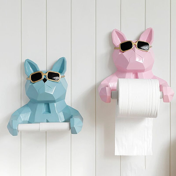 Sød Dyre Papirholder Toiletpapir Rulleholder Hængende Toiletpapirholder Badeværelsesvæg Dekoration (Guld)