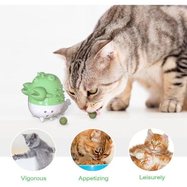 Kissan hammasharja Catnip-lelu Hampaidenhoito Ladattava Catnip Interaktiivinen syöttölelu Hampaiden puhdistus Vihreä
