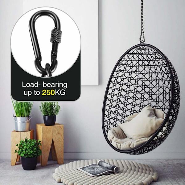 Hängmattestolhängande kedjehängande kit, med två karbinhakar, används för hängmatta, sandsäck, inomhus- och utomhus hängande stol 66cm-Fei Yu