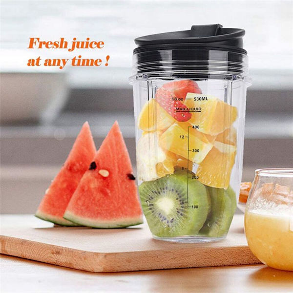 4 Ninja Blender-erstatningsbeger med lokk for Ninja Auto IQ BL480 BL642 BL450 BL682 BL480, BL490, BL640 BL680