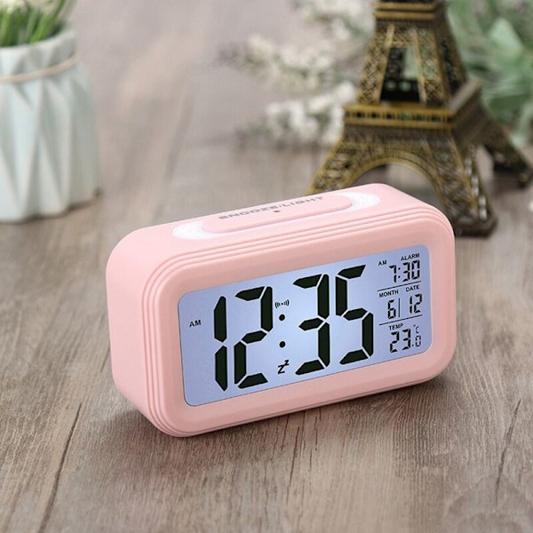 Smart Temperaturväckarklocka LED-display Kalender - Upplyst Digitalt Skrivbords Snooze Mini Elektronisk Väckarklocka-C