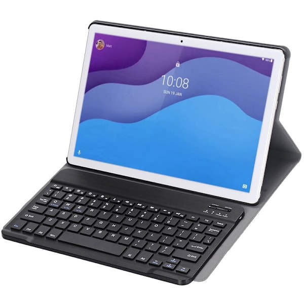 Tabletfodral + for M10 plus 10,3 tommers lærveske Flip Tablet Stand med Bluetooth (svart)