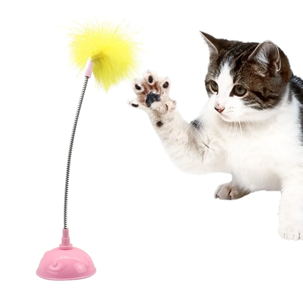 1 kpl kissan tikkulelu imukupilla, kissan höyhenlelu interaktiivinen kissan sisälelu, korkea elastinen jousisulka Hauska kissan tikkulelu kissan takasin lelu (
