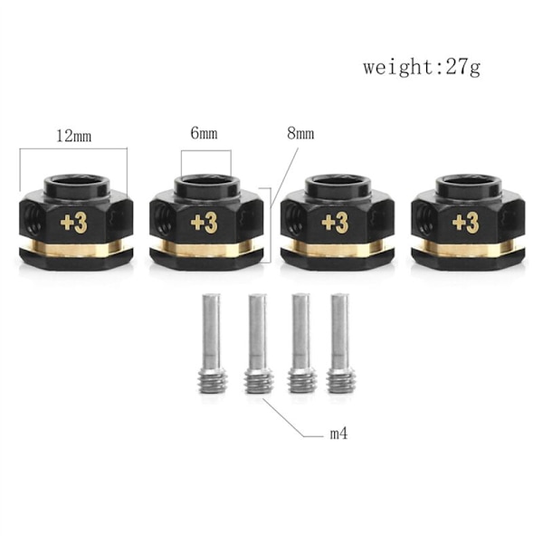 Hex Hub Extensions RC Messingavstandsstykker Hjul for Extension Drive Adapter TRX4 TRX6 Hjul (+3mm Tykkelse)