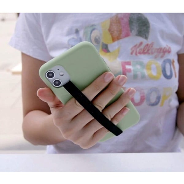 2 stk Strechy Grip for iPhone, Silikon Telefon Fingerrem for Bakside av Telefonveske, Flat Mobiltelefonholder med Anti-Skli Tape. -svart