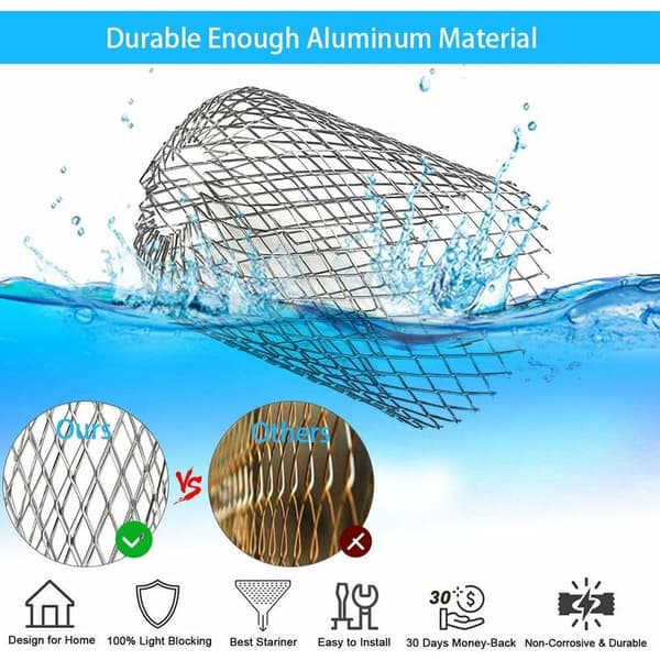 4 Fleksible Aluminiumsrenderfiltre Diameter 8cm Gitternet Stop Blad Crapaudine Si, Rendebeskyttelse Rendeafdækning til Beskyttelse af Rende Mod Blade Roo