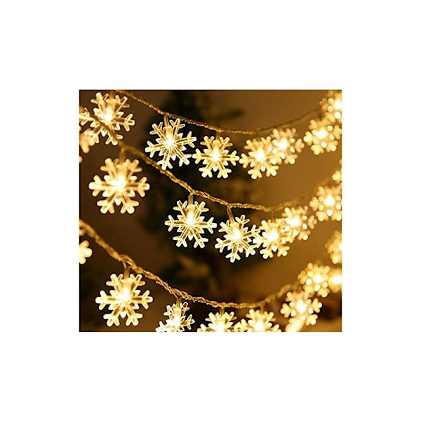 Lysguirlande, Snefnug Lysguirlande, 6M 40 LED Indendørs og Udendørs Julelys, til Hjemmefest Dekoration, Juleguirlande, Juletræ