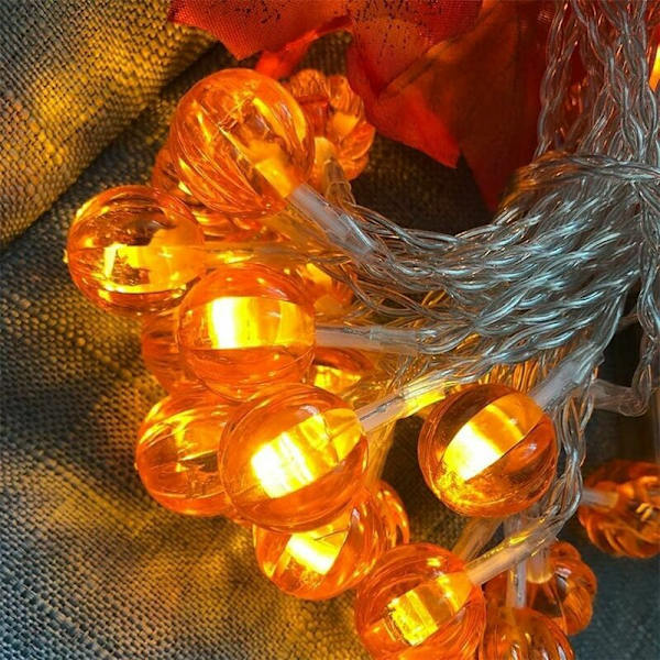 LED Lönnlöv Pumpa Strängljus Tacksägelse Dekorationer, Vattentät Höstgirland med Ljus Inomhus Utomhus Dekoration (6 Meter 40 Ljus)
