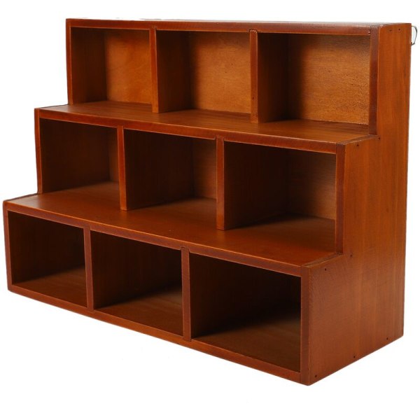 Wood Finish Trapezoidal Storage Cabinet Small Showcase Storage Box Decor